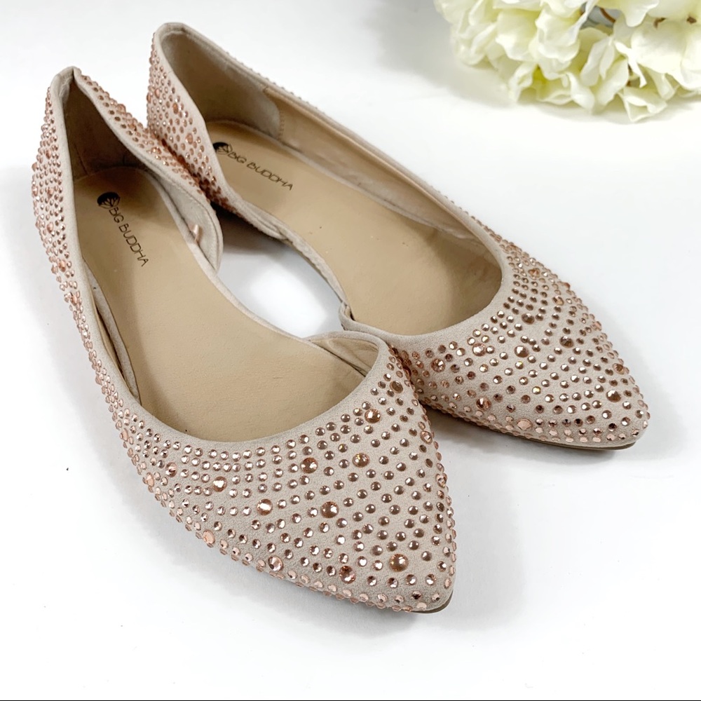 Big Buddah Soft Pink Flats with Rhinestones - 8.5